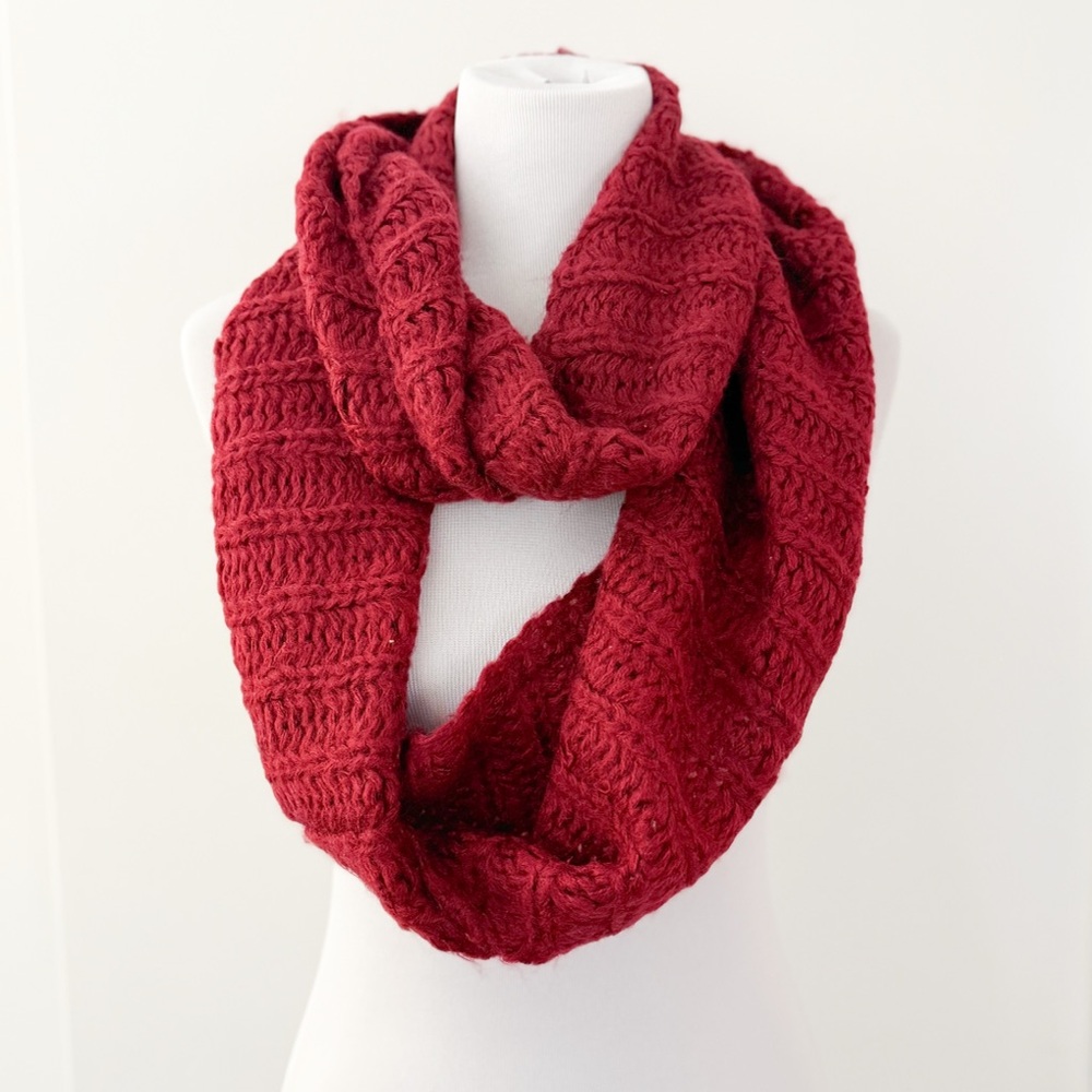 Burgundy Knit Infinity Scarf